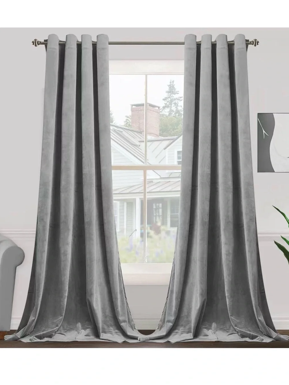 SET OF 6 CURTAIN PANELS - gray 84 x 52